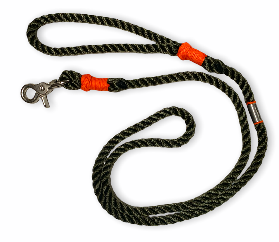 Câble en fibre épissé à la main avec poignée de maintien khaki-orange