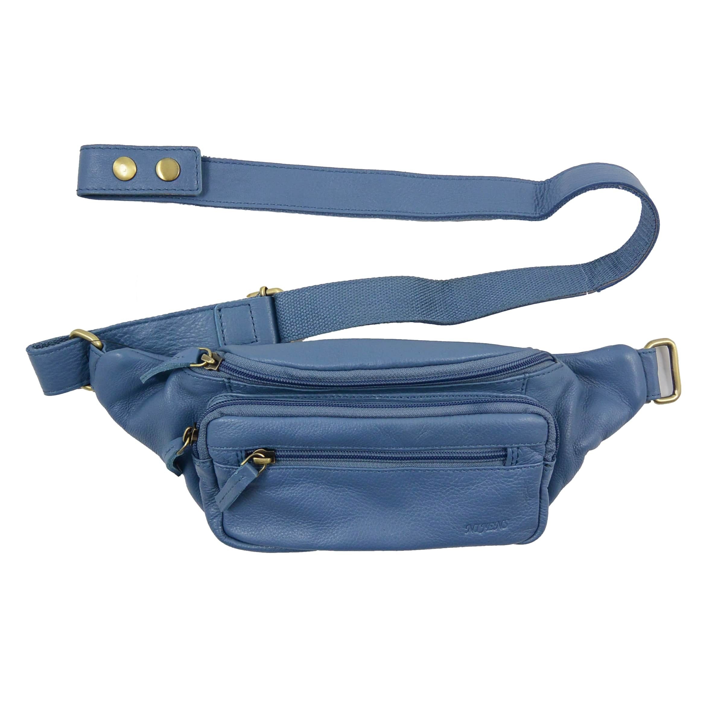 Leder-Bauchtasche Torino NJ-20 blau