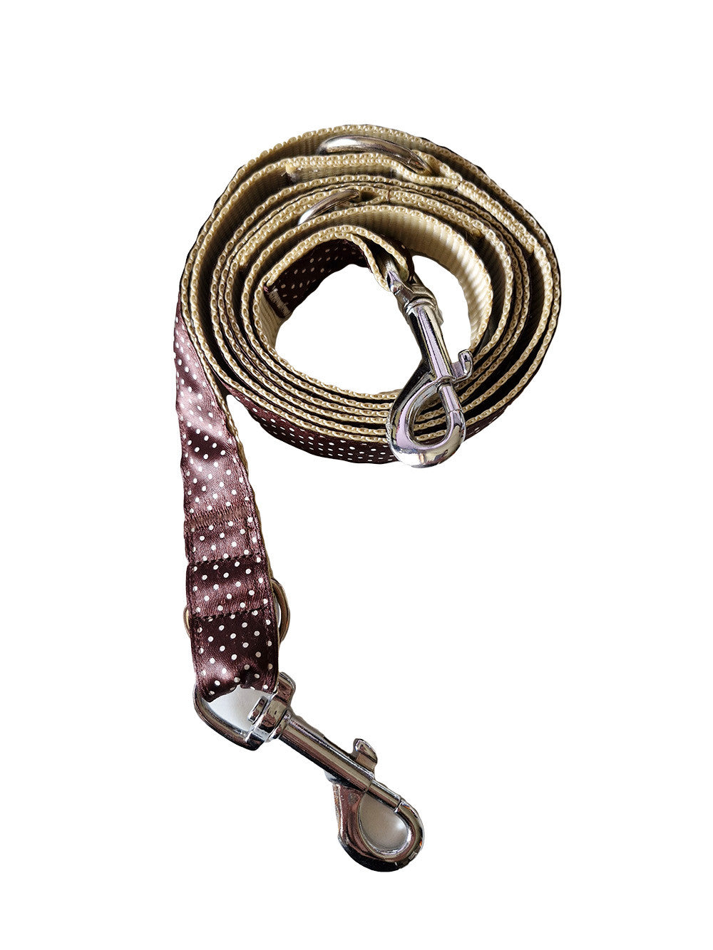 Laisse marron à pois