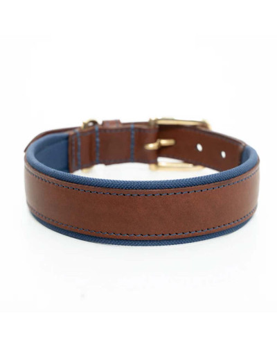 Leder-Hundehalsband gepolstert - Navy - Ruff and Tumble