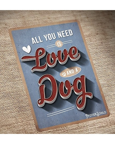 Blechpostkarte "Love & a Dog"