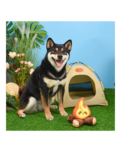 Witziges 2-in-1 Plüschspielzeug Lagerfeuer für Hunde von HugSmart