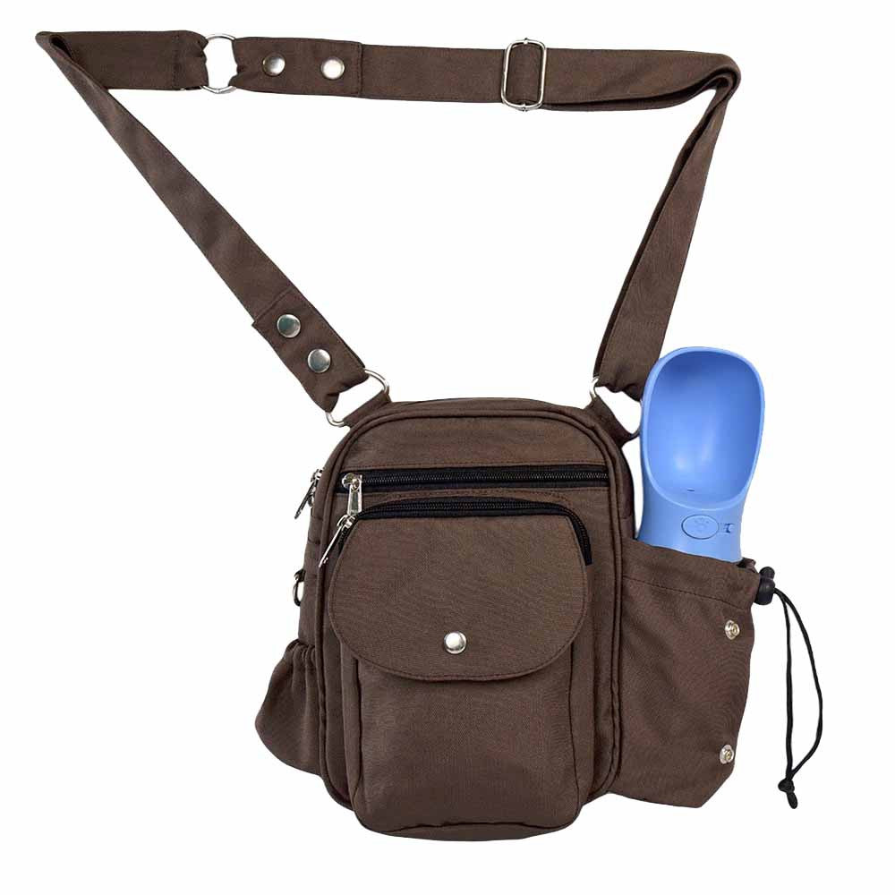 Dog Walking Bag Konstanz with Bottle Holder 71021 Brown Water-Repellent - Nijens