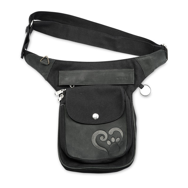 Hip Bag Hanover Vintage 4702 Heart Paw Leather/Canvas black by Nijens