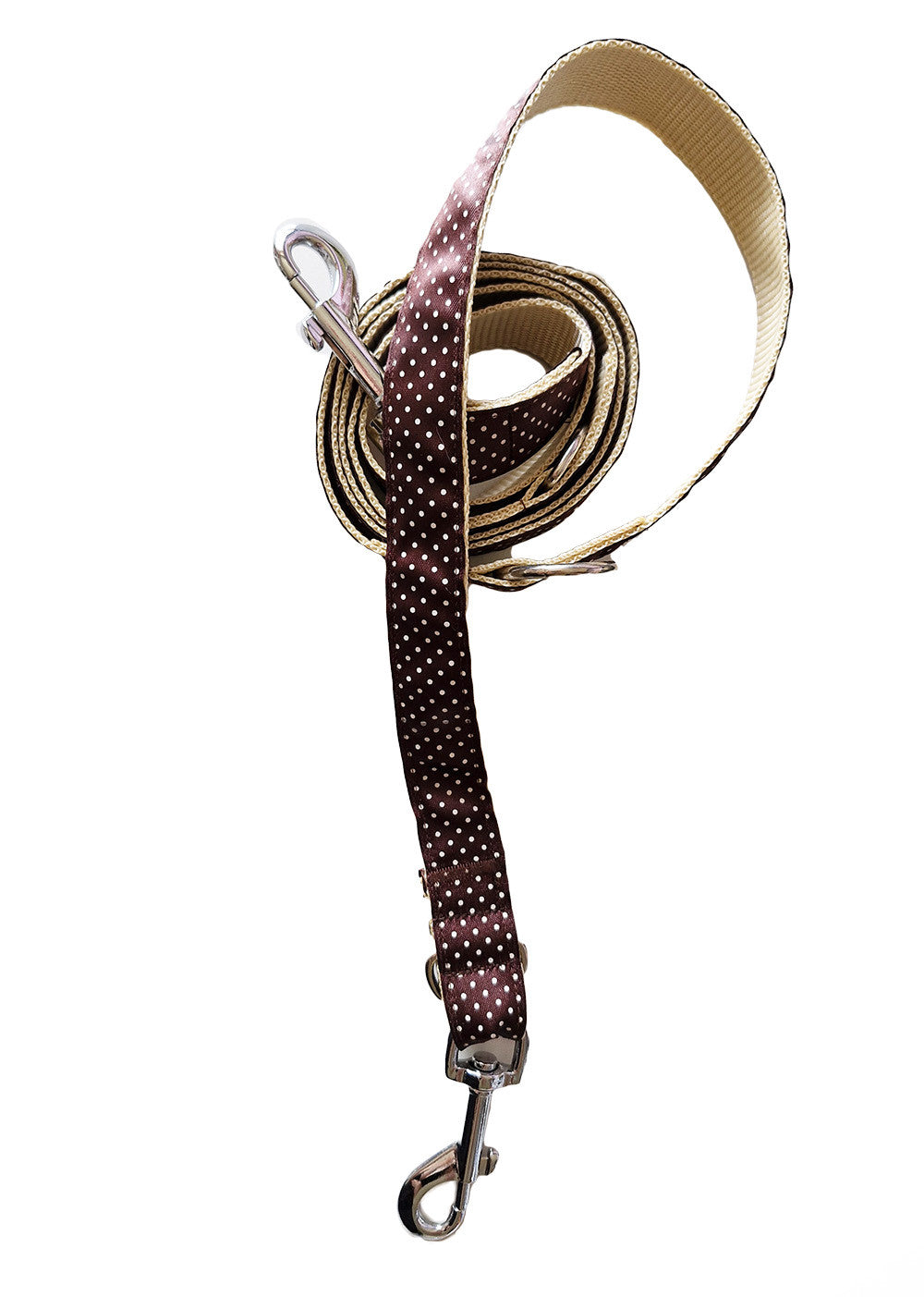 Laisse marron à pois