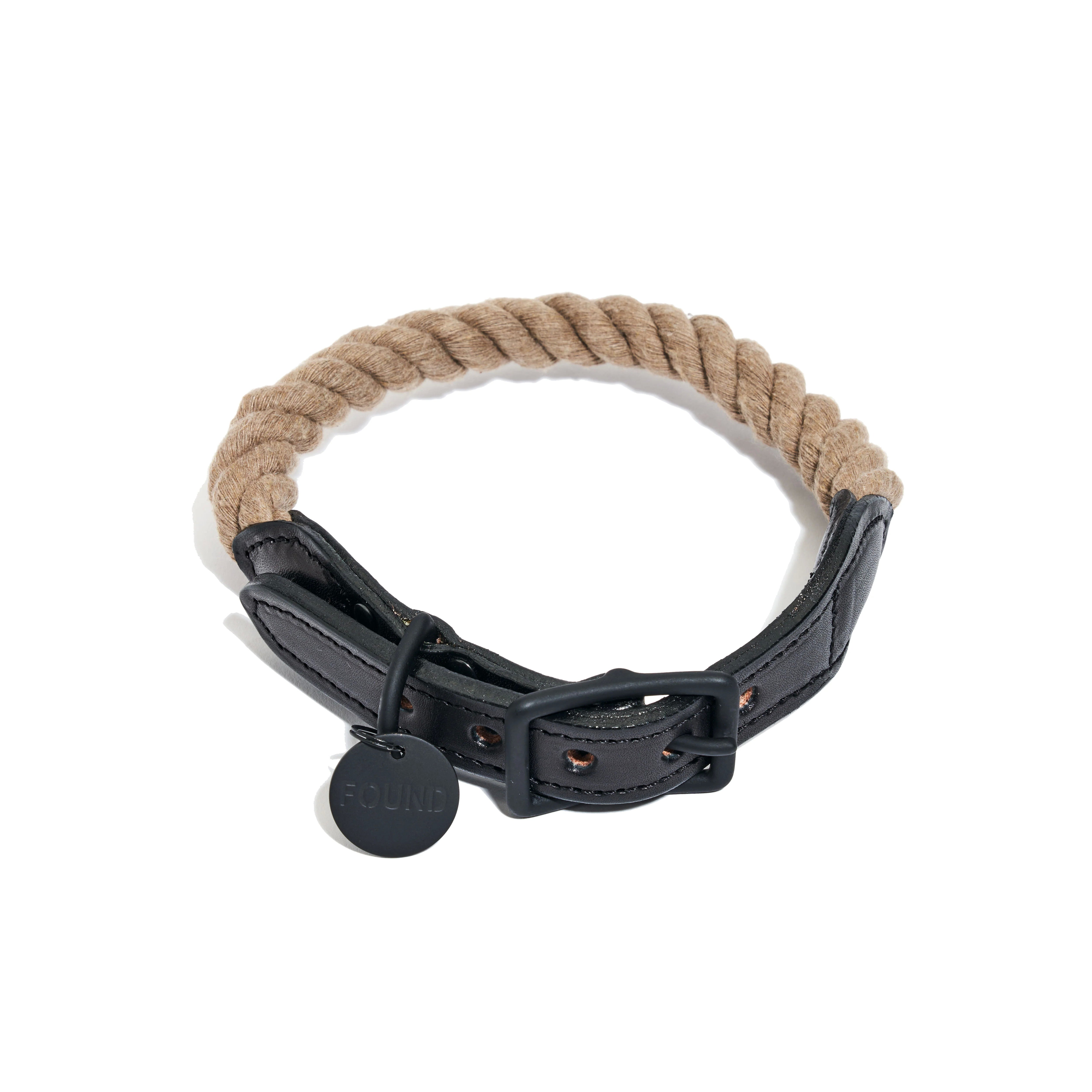 Collier en corde mat noir-naturel de FOUND MY ANIMAL